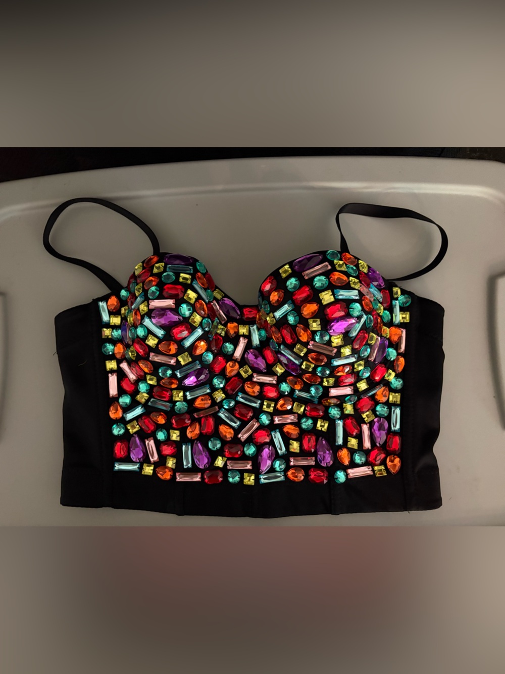 Rhinestone Crystal Bustier Corset Top Adjustable Straps